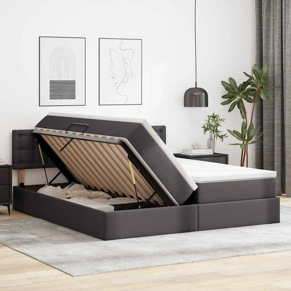 vidaXL Storage Bed with Mattress Grey 180 x 200 cm Faux Leather