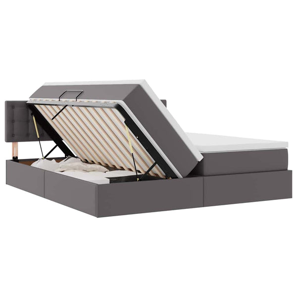vidaXL Storage Bed with Mattress Grey 180 x 200 cm Faux Leather