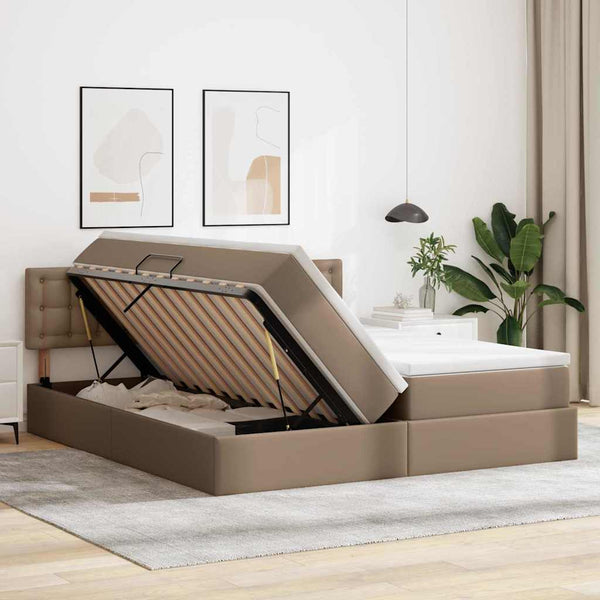 vidaXL Storage Bed Cappuccino 180 x 200 cm Artificial Leather