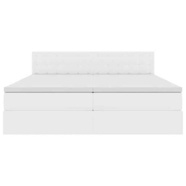 vidaXL Storage Bed with Mattress Pure White 200 x 200 cm Faux Leather