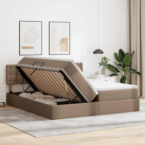 vidaXL Storage Bed Cappuccino 200 x 200 cm Faux Leather