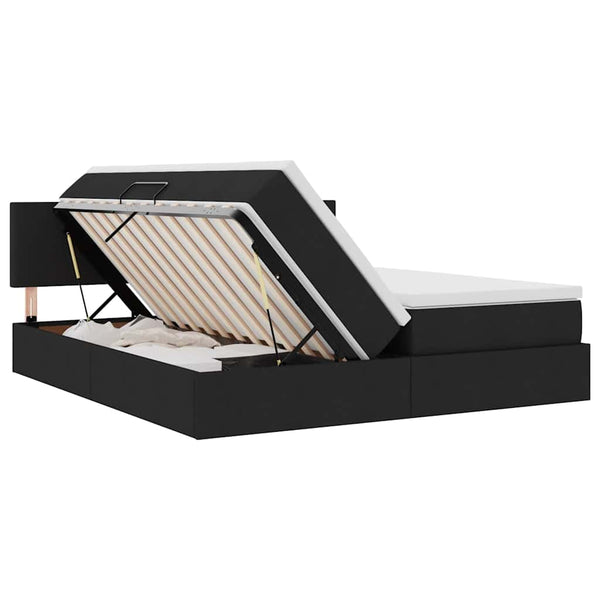 vidaXL Storage Bed with Mattress Black 200 x 200 cm Faux Leather