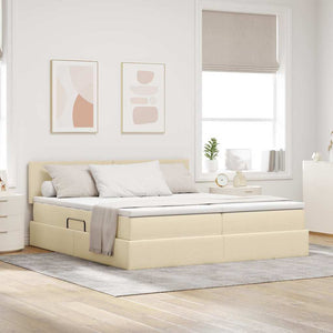 vidaXL Storage Bed with Mattress Cream 200 x 200 cm Faux Leather