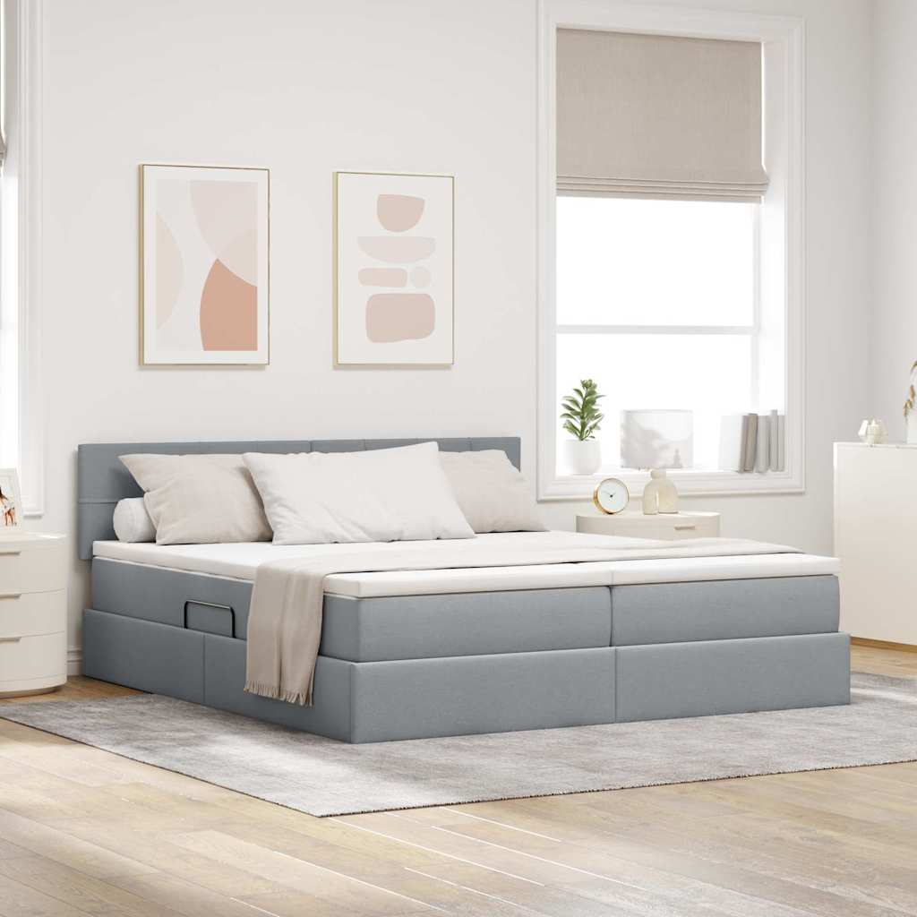 vidaXL Storage Bed with Mattress Light Grey 180 x 200 cm Faux Leather