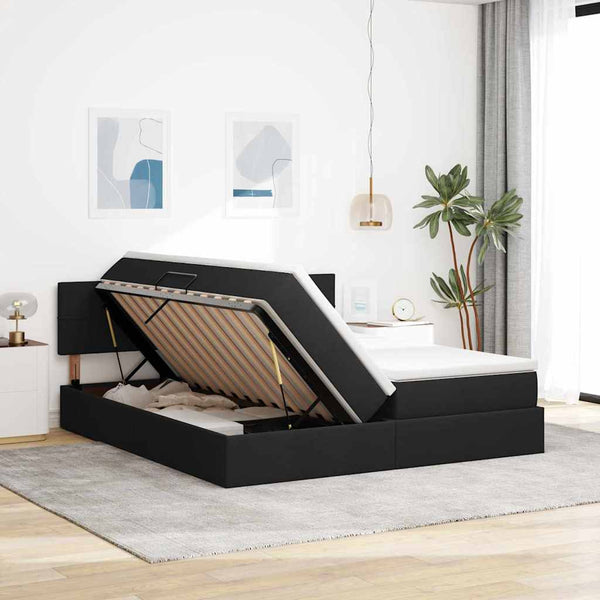 vidaXL Storage Bed with Mattress Black 180 x 200 cm Faux Leather