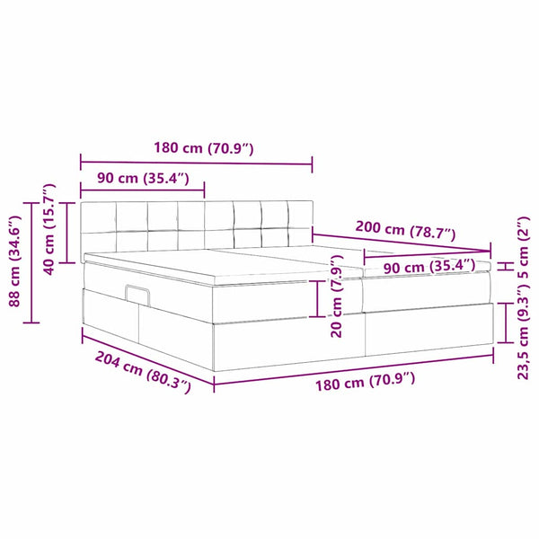 vidaXL Storage Bed with Mattress Taupe 180 x 200 cm Faux Leather