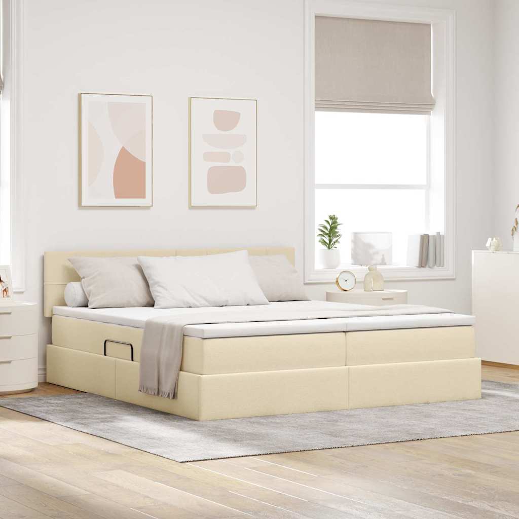vidaXL Storage Bed with Mattress Cream 180 x 200 cm Faux Leather
