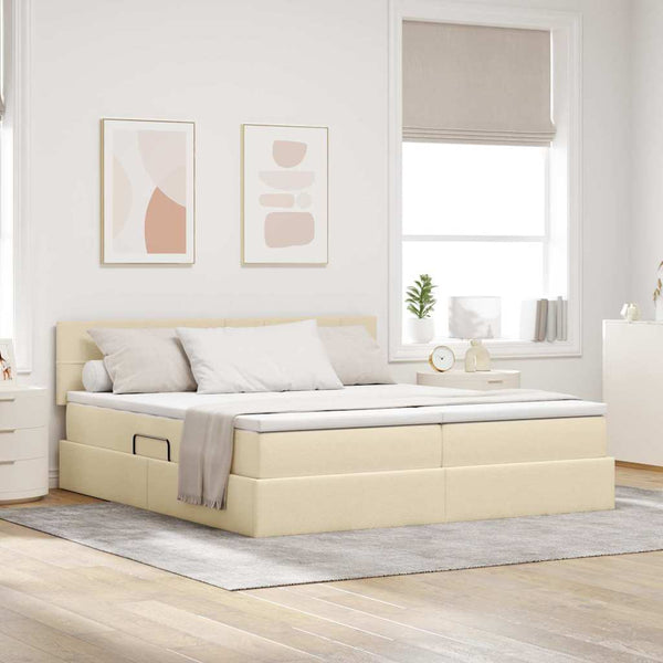 vidaXL Storage Bed with Mattress Cream 180 x 200 cm Faux Leather
