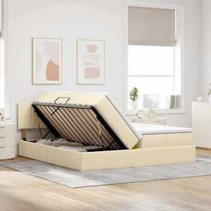 vidaXL Storage Bed with Mattress Cream 180 x 200 cm Faux Leather