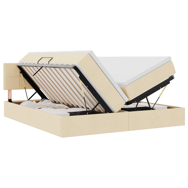 vidaXL Storage Bed with Mattress Cream 180 x 200 cm Faux Leather