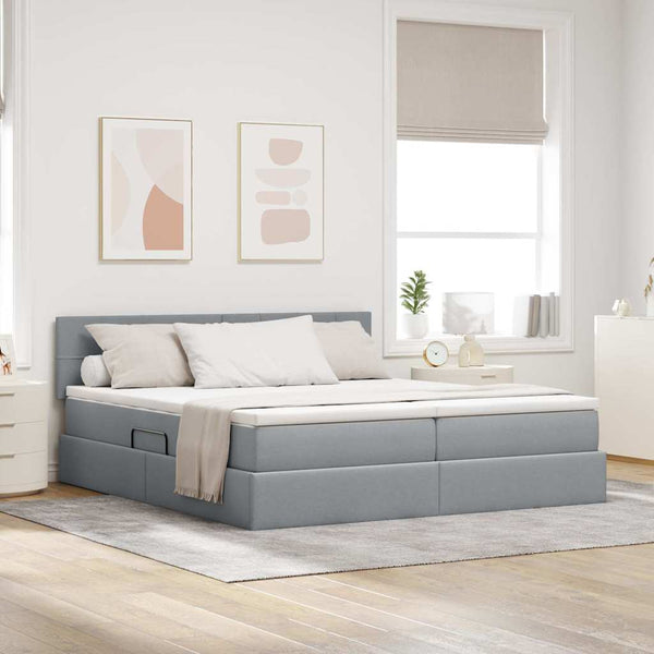 vidaXL Storage Bed with Mattress Light Grey 200 x 200 cm Faux Leather
