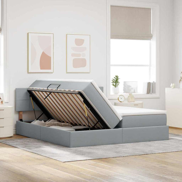 vidaXL Storage Bed with Mattress Light Grey 200 x 200 cm Faux Leather