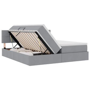 vidaXL Storage Bed with Mattress Light Grey 200 x 200 cm Faux Leather