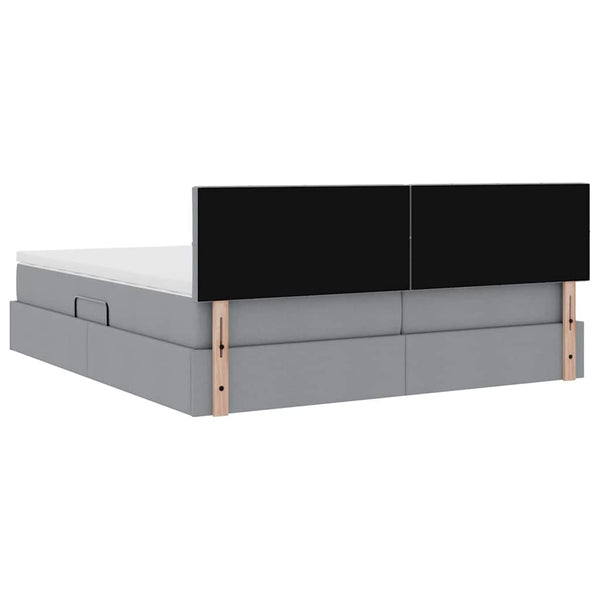 vidaXL Storage Bed with Mattress Light Grey 200 x 200 cm Faux Leather