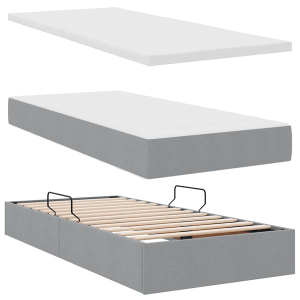 vidaXL Storage Bed with Mattress Light Grey 200 x 200 cm Faux Leather