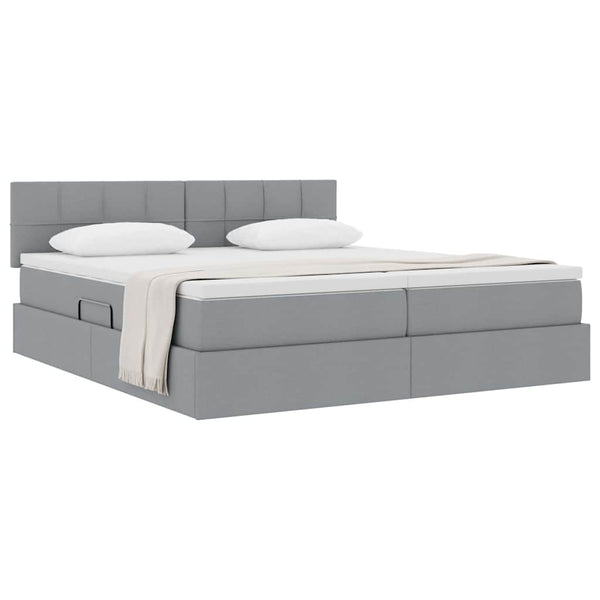 vidaXL Storage Bed with Mattress Light Grey 200 x 200 cm Faux Leather