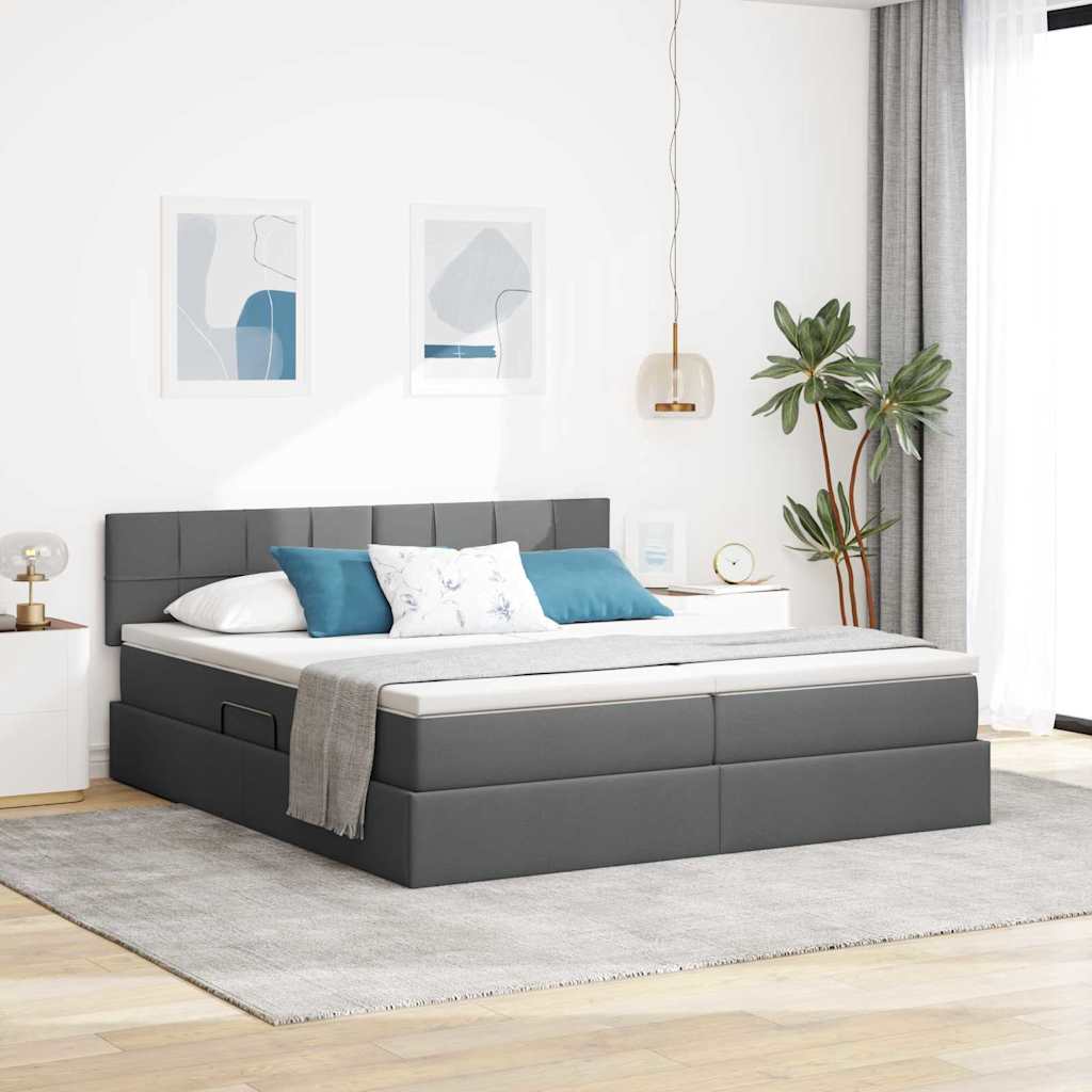 vidaXL Storage Bed Dark Grey 200 x 200 cm Faux Leather