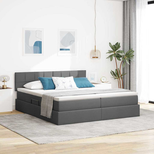vidaXL Storage Bed Dark Grey 200 x 200 cm Faux Leather