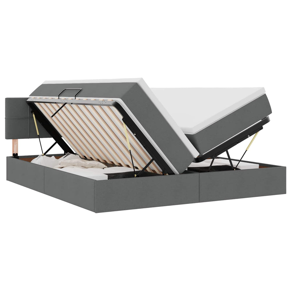 vidaXL Storage Bed Dark Grey 200 x 200 cm Faux Leather