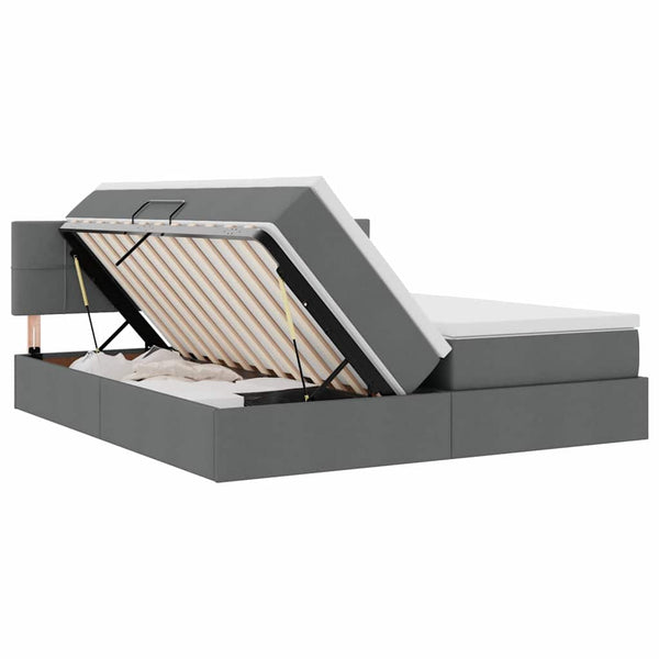 vidaXL Storage Bed Dark Grey 200 x 200 cm Faux Leather