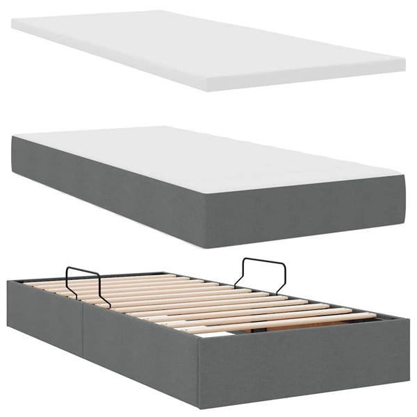 vidaXL Storage Bed Dark Grey 200 x 200 cm Faux Leather