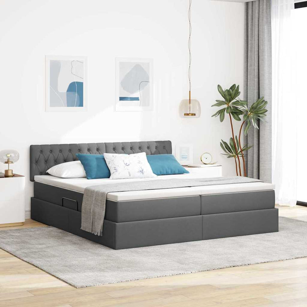 vidaXL Storage Bed Dark Grey 180 x 200 cm Faux Leather