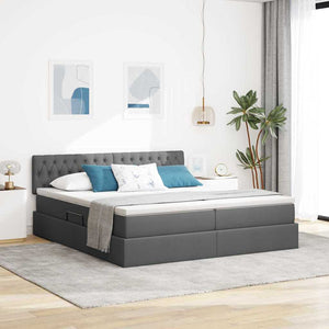 vidaXL Storage Bed Dark Grey 180 x 200 cm Faux Leather