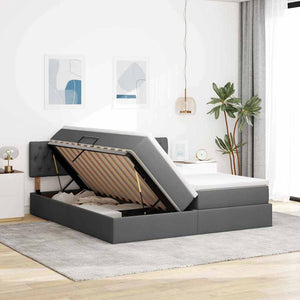 vidaXL Storage Bed Dark Grey 180 x 200 cm Faux Leather