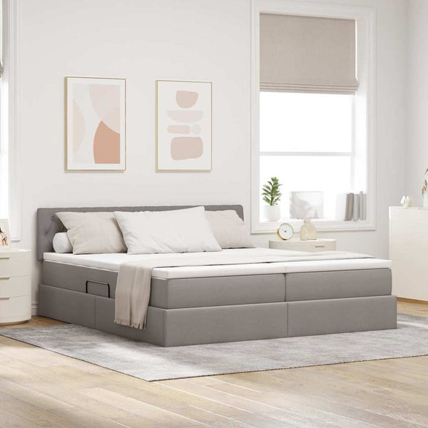 vidaXL Storage Bed with Mattress Taupe 200 x 200 cm Faux Leather