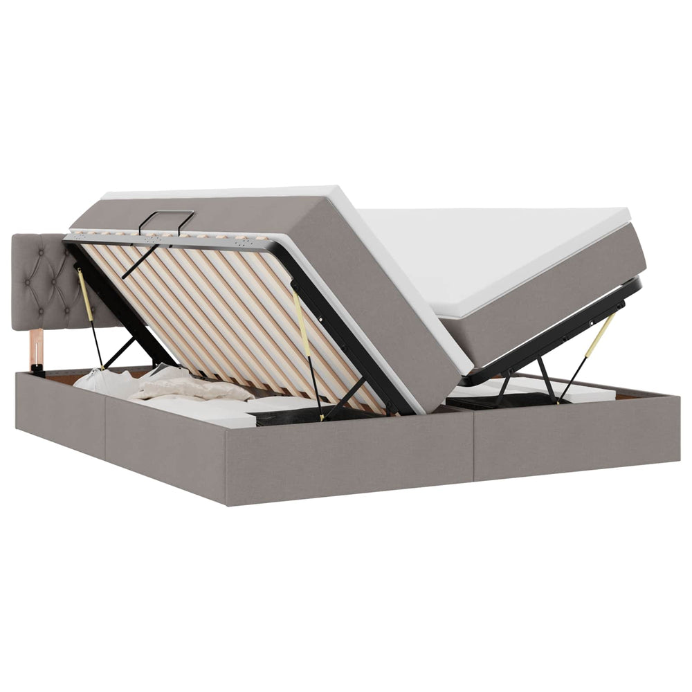 vidaXL Storage Bed with Mattress Taupe 200 x 200 cm Faux Leather