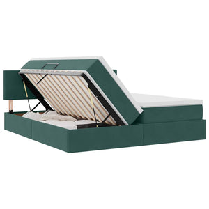 vidaXL Storage Bed with Mattress Dark Green 90 x 200 cm