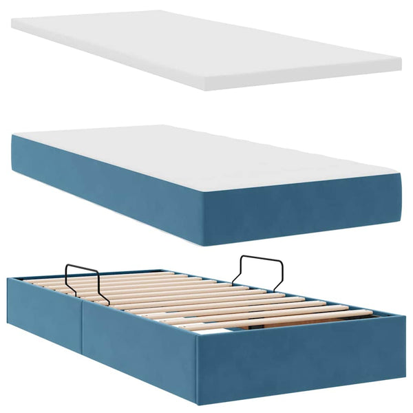 vidaXL Storage Bed with Mattress Dark Blue 90 x 200 cm