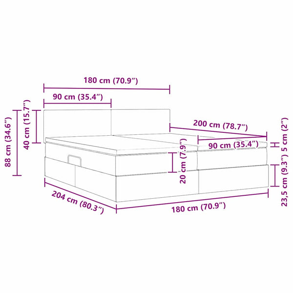 vidaXL Storage Bed with Mattress Dark Blue 90 x 200 cm