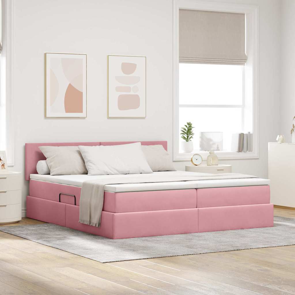 vidaXL Storage Bed with Mattress and Headboard Pink 90 x 200 cm