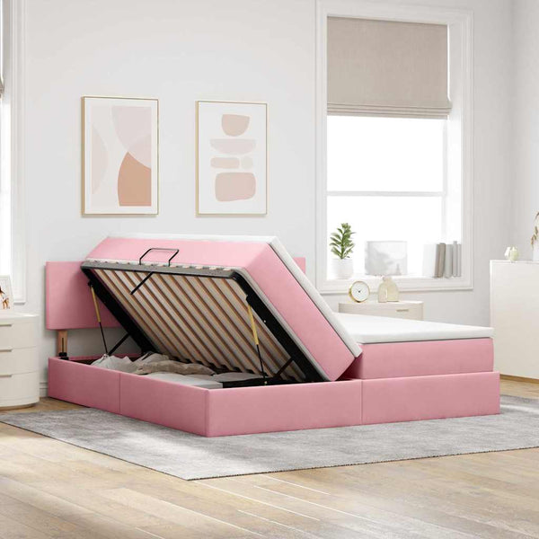 vidaXL Storage Bed with Mattress and Headboard Pink 90 x 200 cm