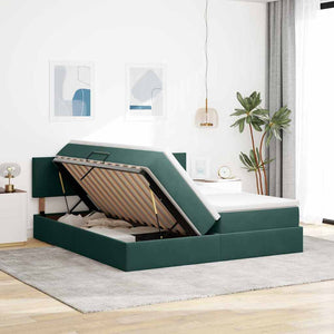vidaXL Storage Bed with Mattress Dark Green 100 x 200 cm