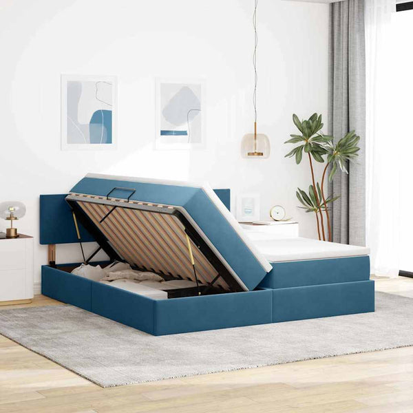 vidaXL Storage Bed with Mattress Dark Blue 100 x 200 cm