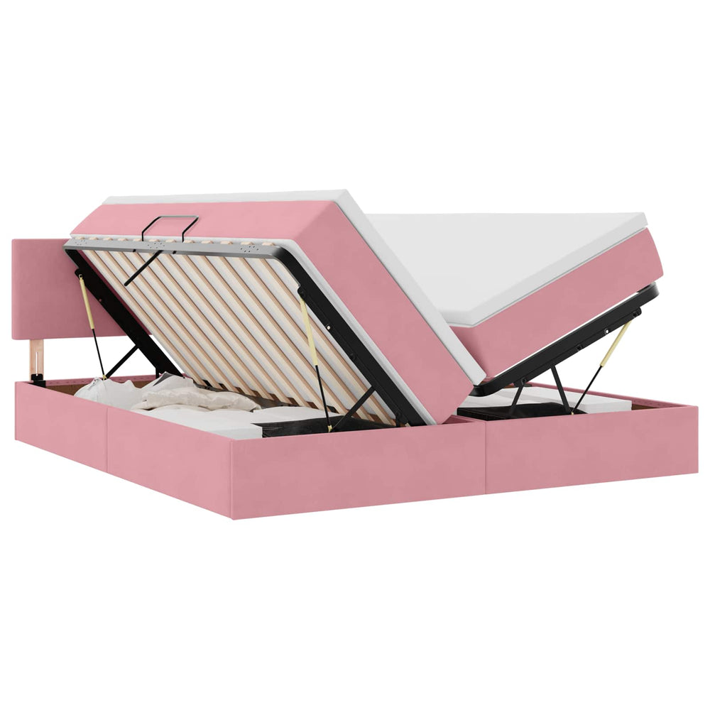 vidaXL Storage Bed with Mattress and Headboard Pink 100 x 200 cm