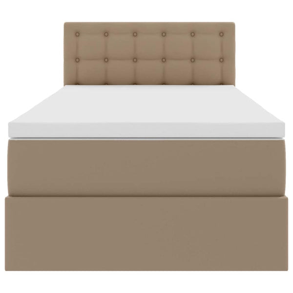 vidaXL Storage Bed with LED Cappuccino 90 x 190 cm Faux Leather