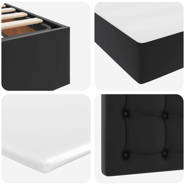vidaXL Faux Leather Bed with Storage and LED Black 90 x 200 cm