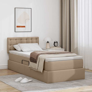 vidaXL Storage Bed with LED Cappuccino 90 x 200 cm Faux Leather