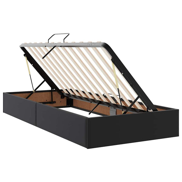 vidaXL Storage Bed with LED Black 100 x 200 cm Faux Leather