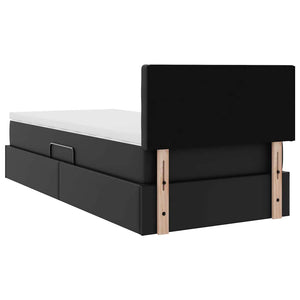 vidaXL Storage Bed with LED Black 100 x 200 cm Faux Leather