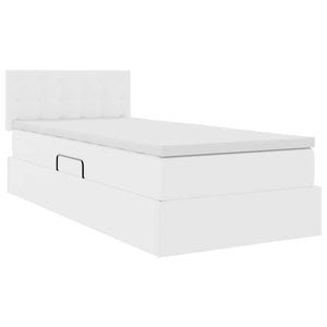 vidaXL Bed with Storage and LED Pure White 100 x 200 cm Faux Leather