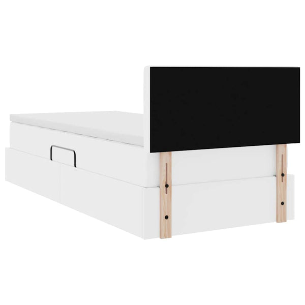 vidaXL Bed with Storage and LED Pure White 100 x 200 cm Faux Leather