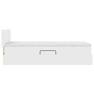 vidaXL Bed with Storage and LED Pure White 100 x 200 cm Faux Leather