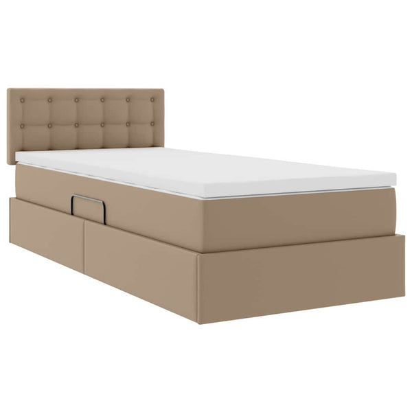 vidaXL Storage Bed with LED Cappuccino 100 x 200 cm Faux Leather