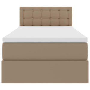 vidaXL Storage Bed with LED Cappuccino 100 x 200 cm Faux Leather