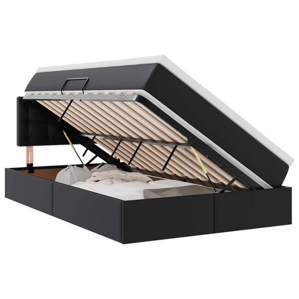 vidaXL Storage Bed with LED Black 120 x 190 cm Faux Leather