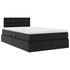 vidaXL Storage Bed with LED Black 120 x 190 cm Faux Leather